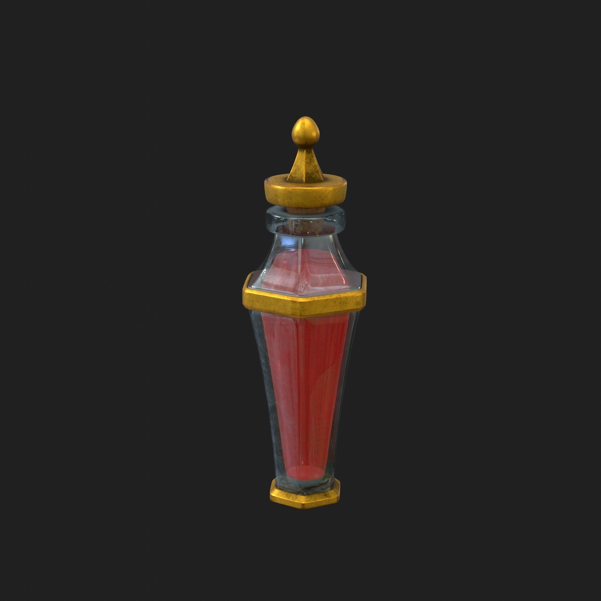 Potions - Health Mana Strength 9 Piece Set Low-poly 3D model_6