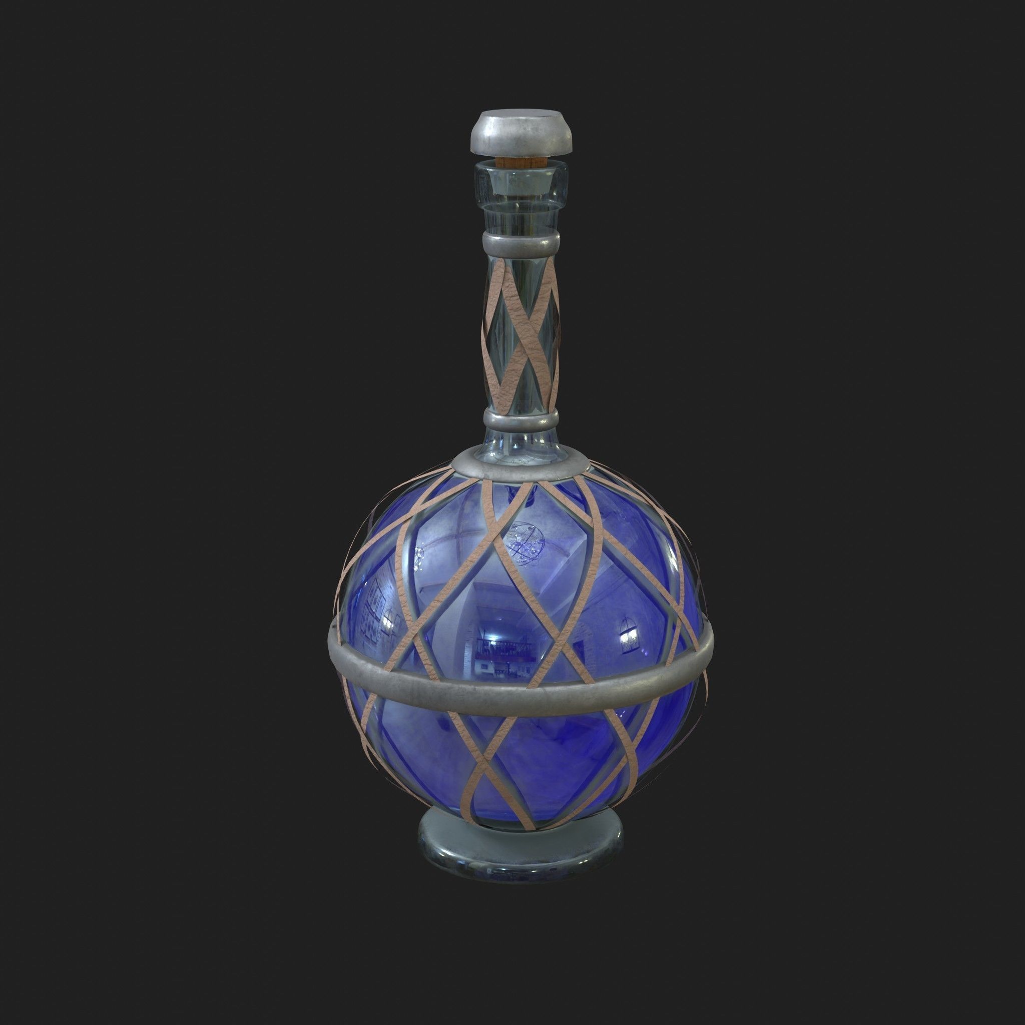 Potions - Health Mana Strength 9 Piece Set Low-poly 3D model_7