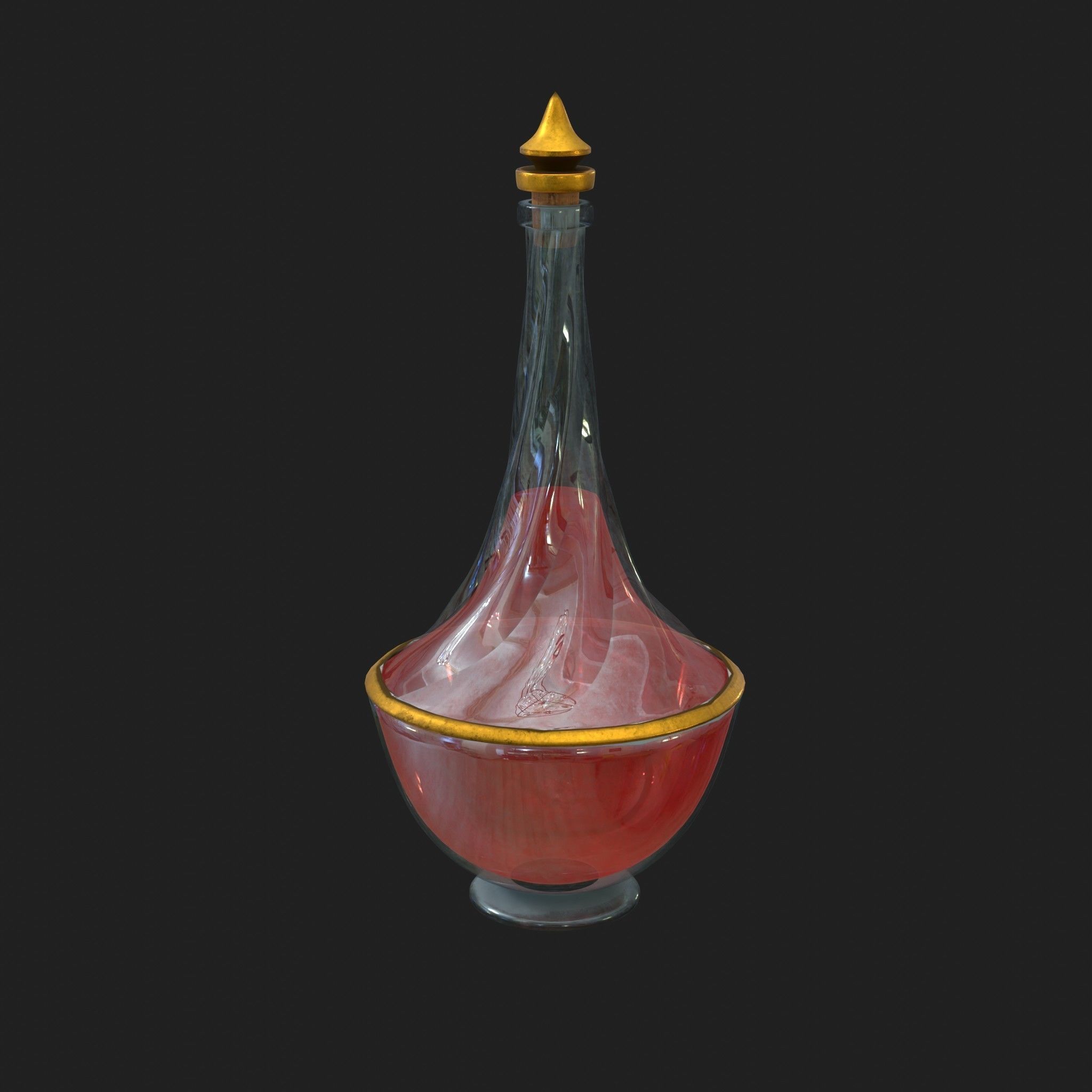 Potions - Health Mana Strength 9 Piece Set Low-poly 3D model_12