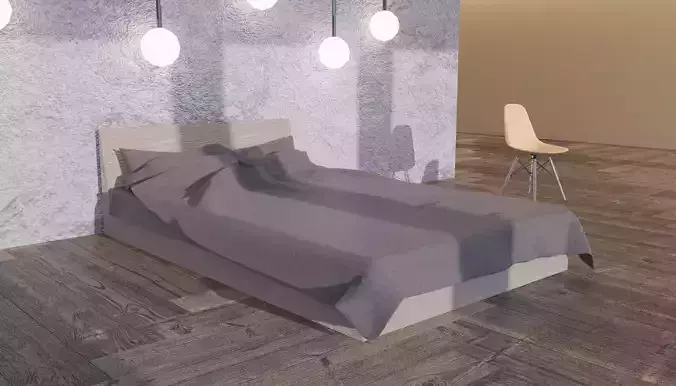 Realistic gray bed PBR cycles eevee