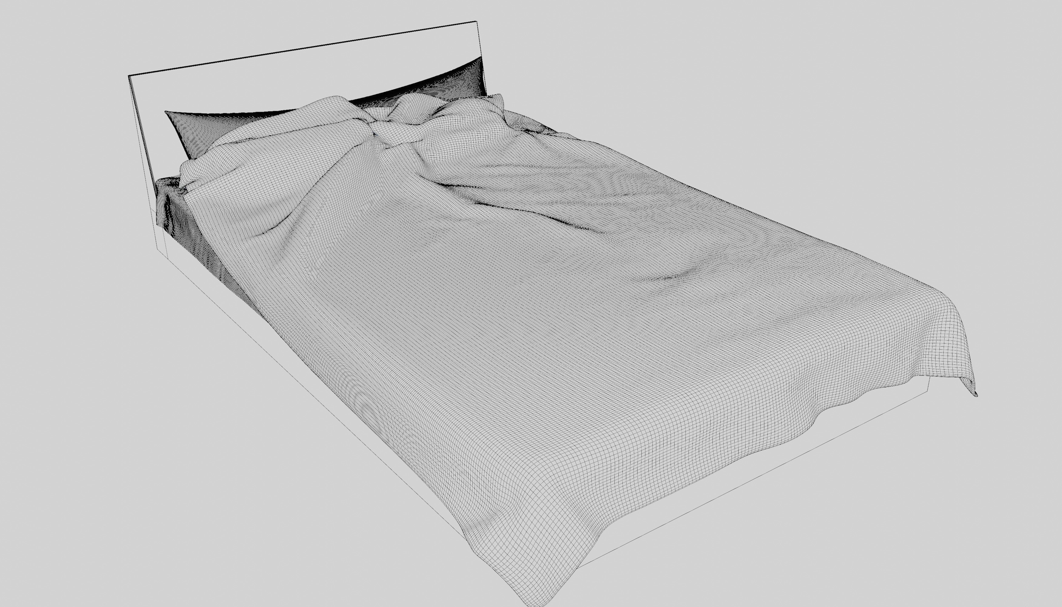 Realistic gray bed PBR cycles eevee Low-poly 3D model_4