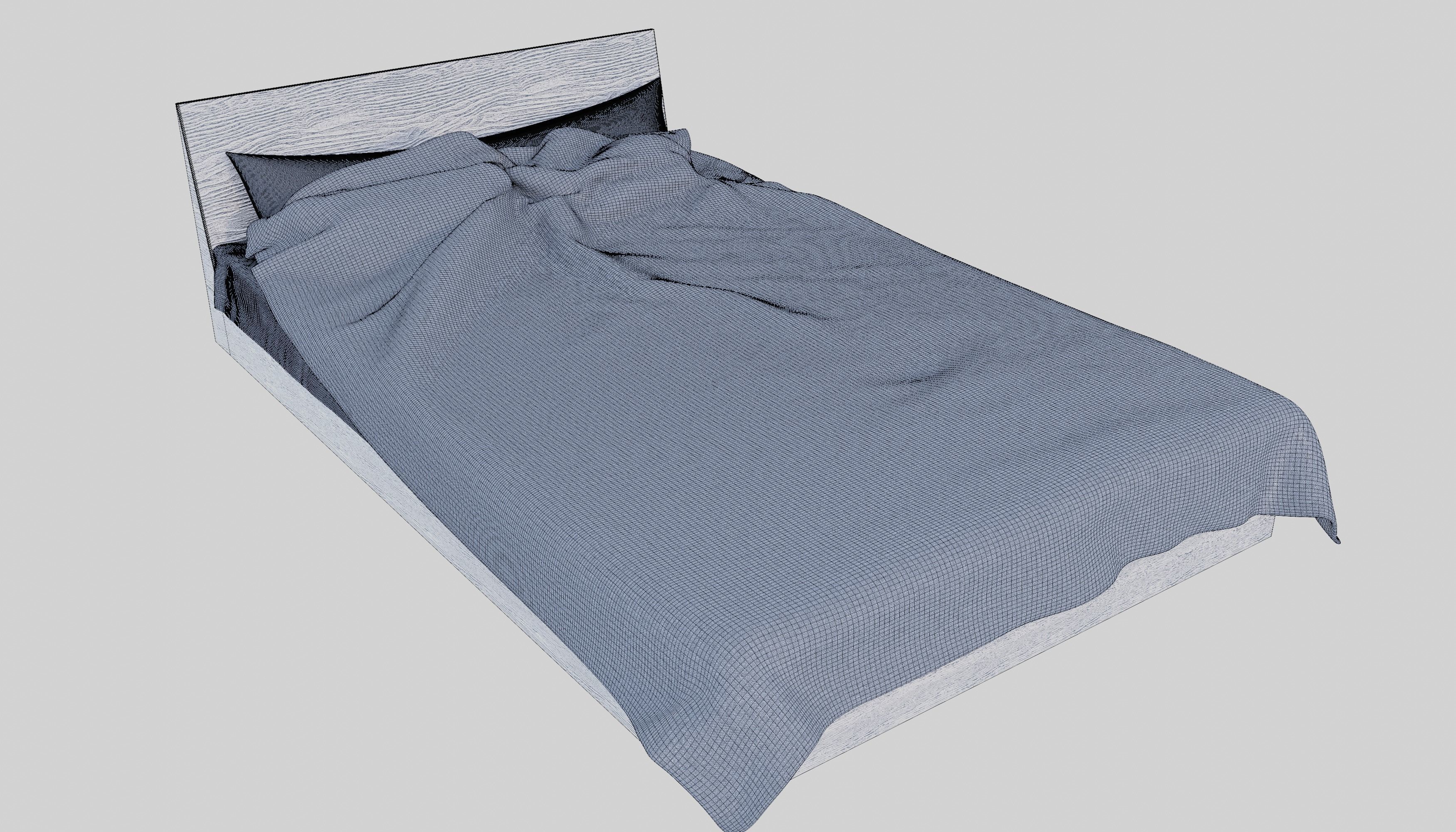 Realistic gray bed PBR cycles eevee Low-poly 3D model_3