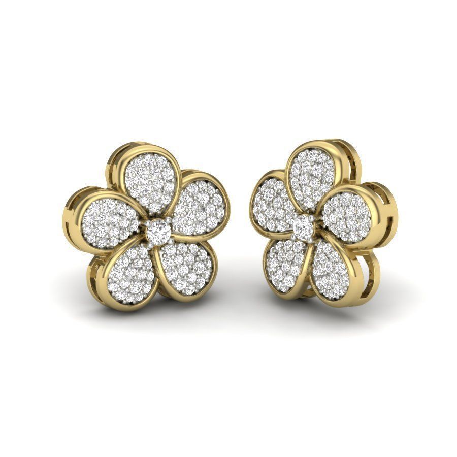 Earrings Collection two gold hoop with diamonds 3D print model_73