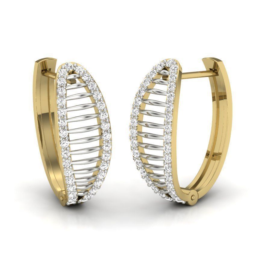 Earrings Collection two gold hoop with diamonds 3D print model_34
