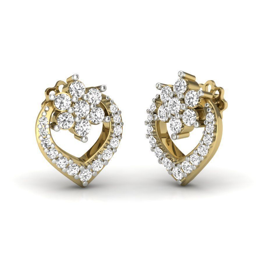 Earrings Collection two gold hoop with diamonds 3D print model_58