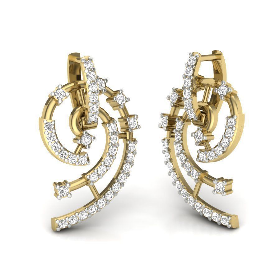 Earrings Collection two gold hoop with diamonds 3D print model_26
