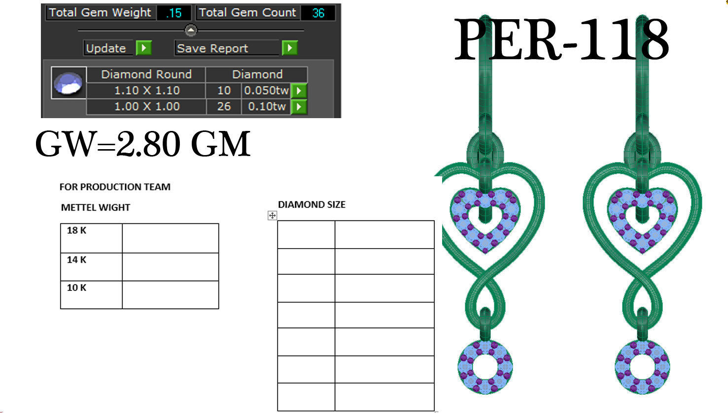 Earrings Collection two gold hoop with diamonds 3D print model_97