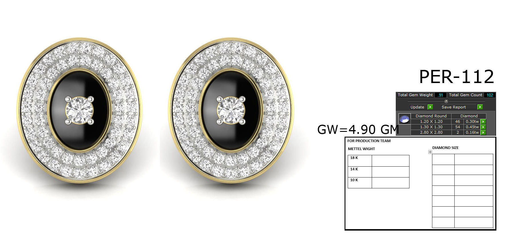 Earrings Collection two gold hoop with diamonds 3D print model_84