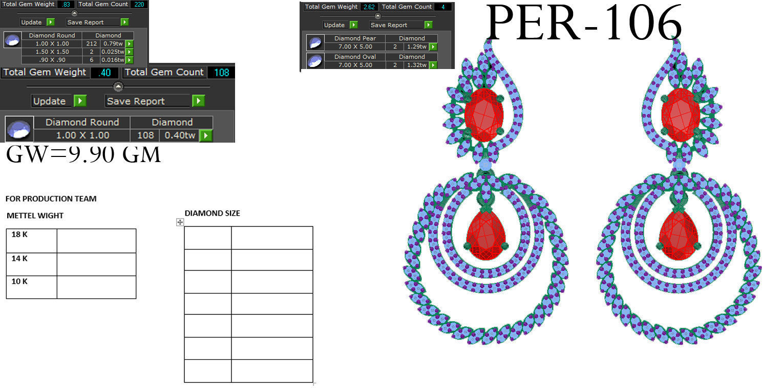 Earrings Collection two gold hoop with diamonds 3D print model_70