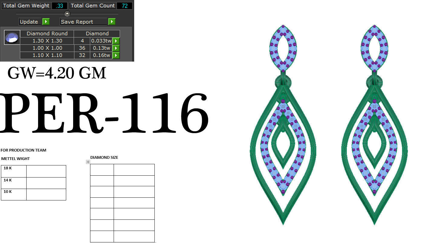 Earrings Collection two gold hoop with diamonds 3D print model_91