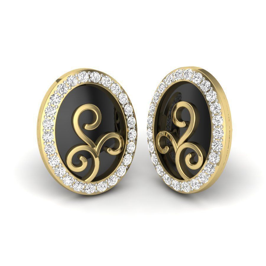 Earrings Collection two gold hoop with diamonds 3D print model_90