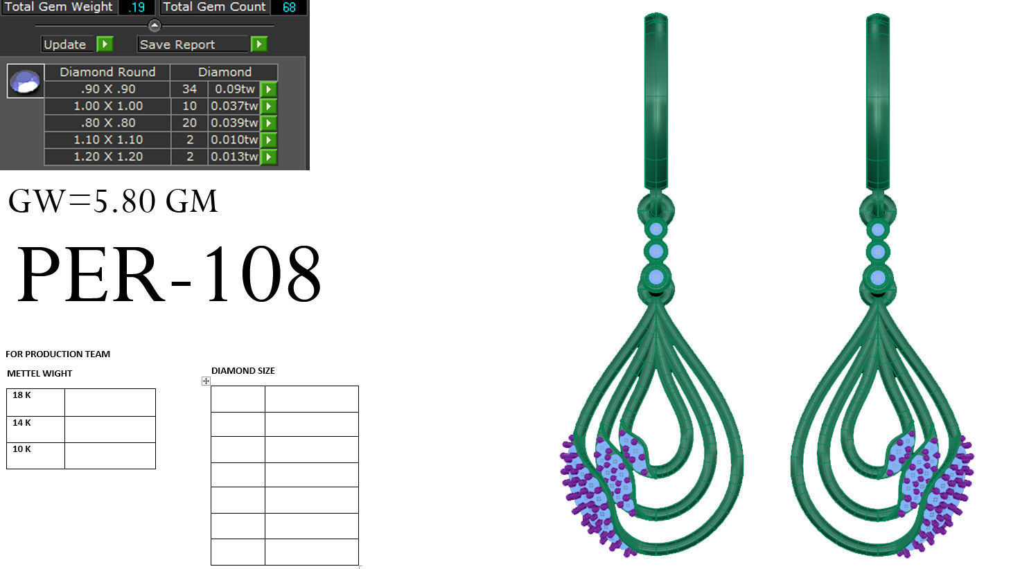 Earrings Collection two gold hoop with diamonds 3D print model_76