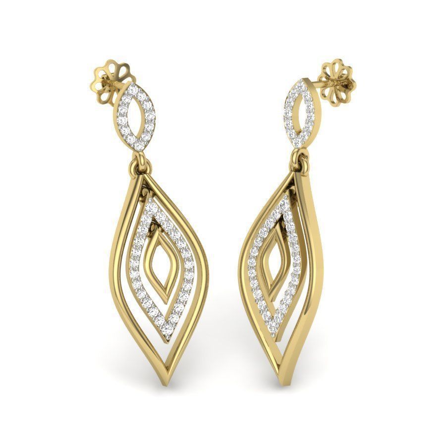 Earrings Collection two gold hoop with diamonds 3D print model_93
