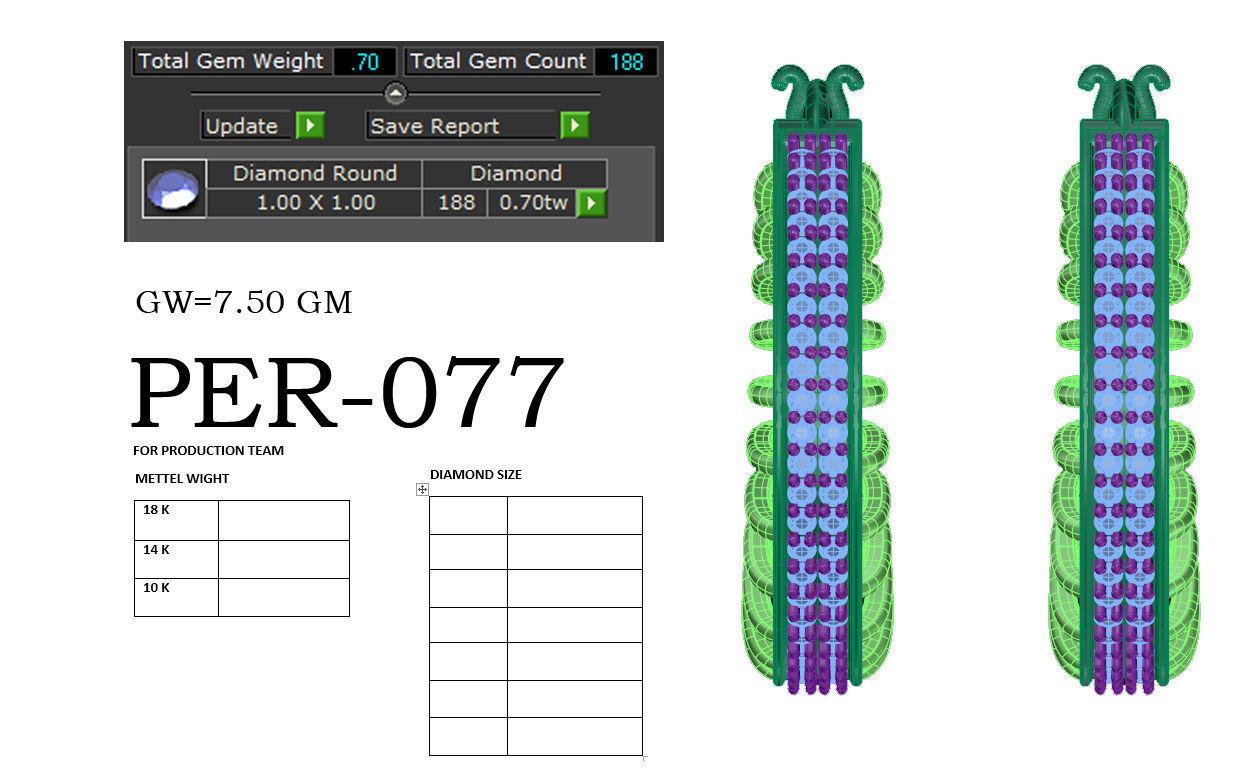 Earrings Collection two gold hoop with diamonds 3D print model_32
