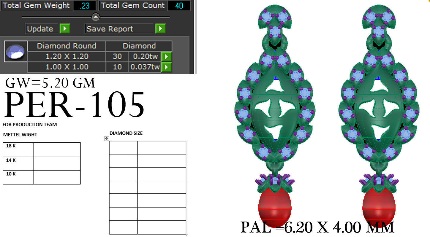 Earrings Collection two gold hoop with diamonds 3D print model_67