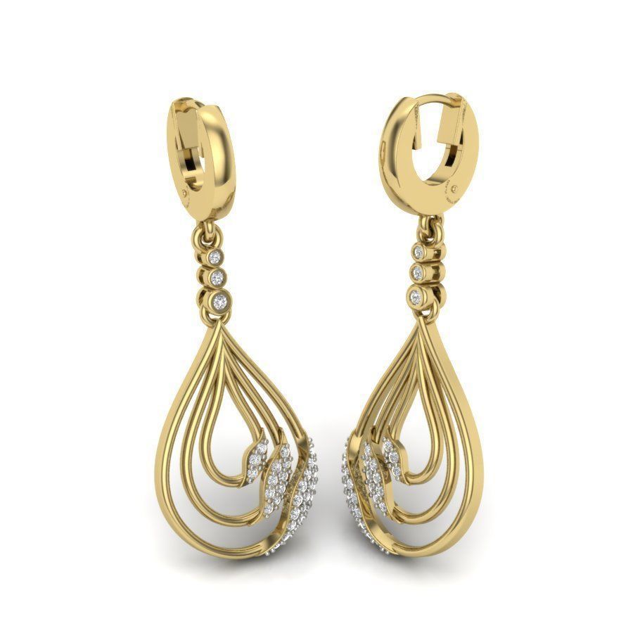 Earrings Collection two gold hoop with diamonds 3D print model_75