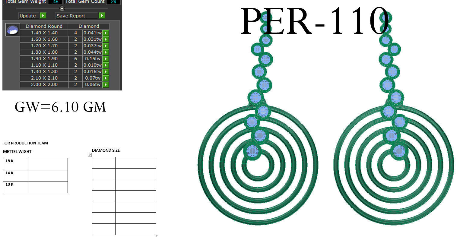 Earrings Collection two gold hoop with diamonds 3D print model_79