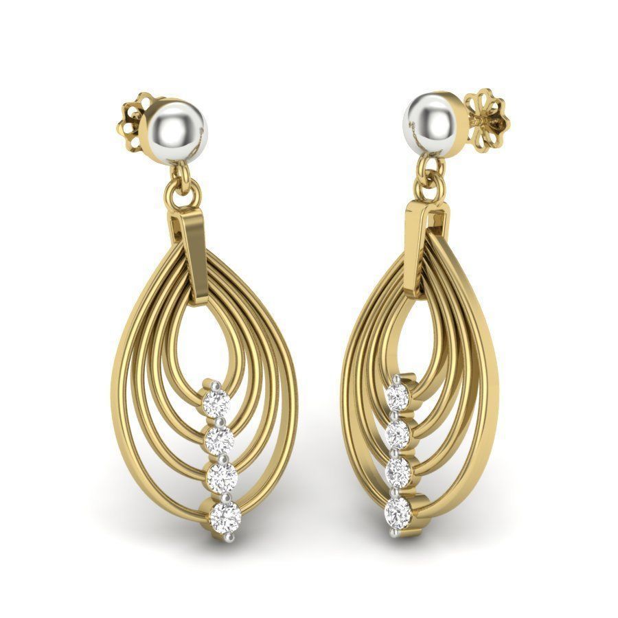Earrings Collection two gold hoop with diamonds 3D print model_85