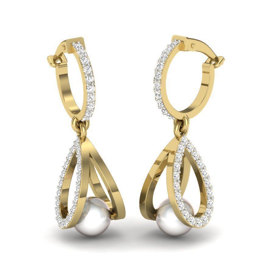 Earrings Collection two gold hoop with diamonds 3D print model_44