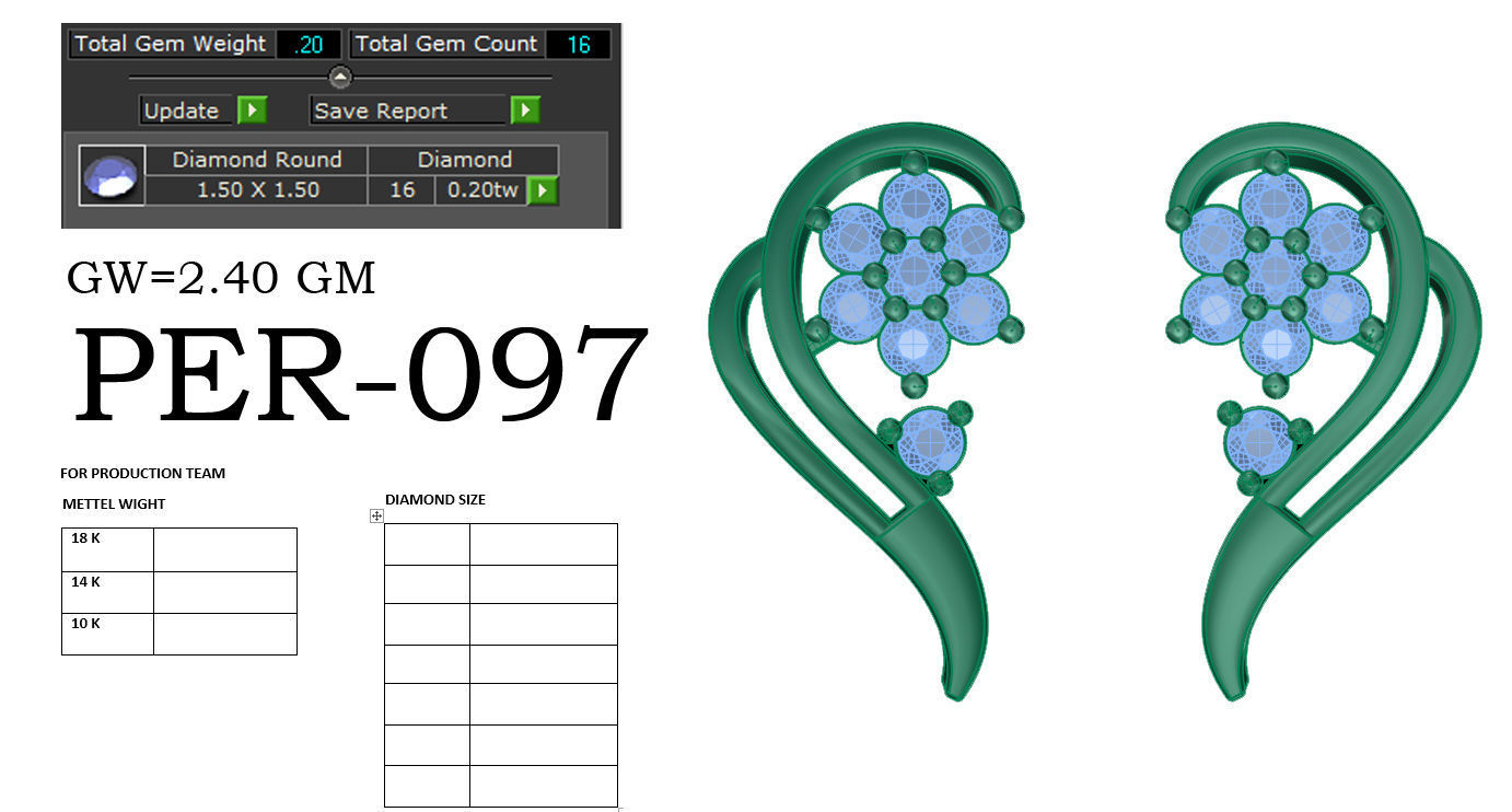 Earrings Collection two gold hoop with diamonds 3D print model_50