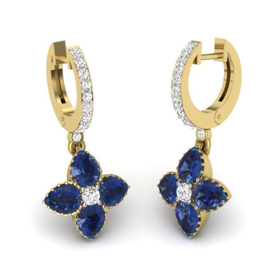 Earrings Collection two gold hoop with diamonds 3D print model_65