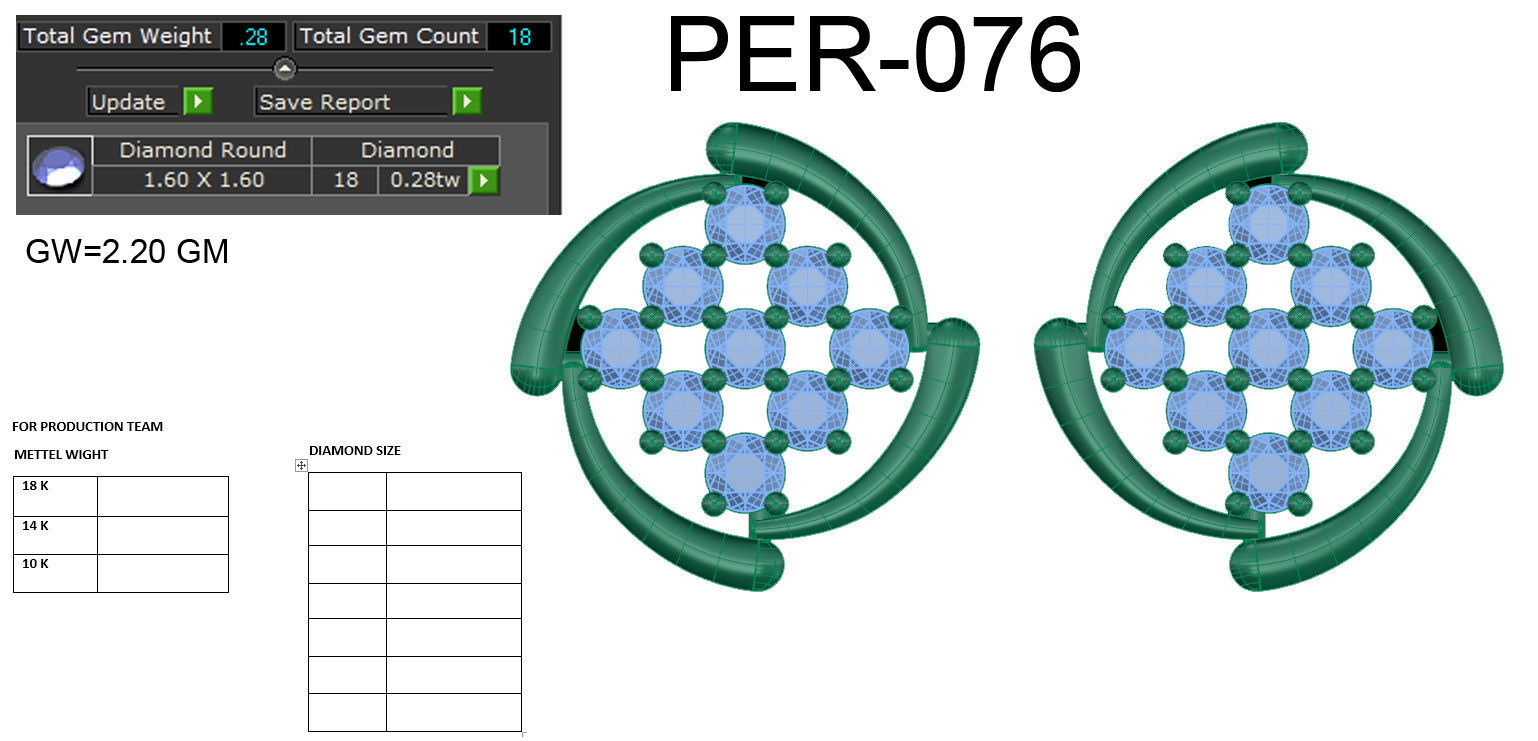 Earrings Collection two gold hoop with diamonds 3D print model_20