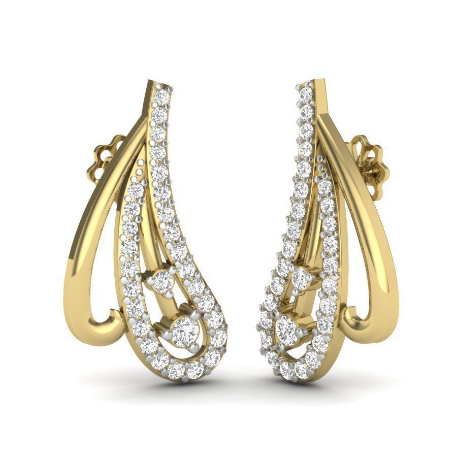 Earrings Collection two gold hoop with diamonds 3D print model_18