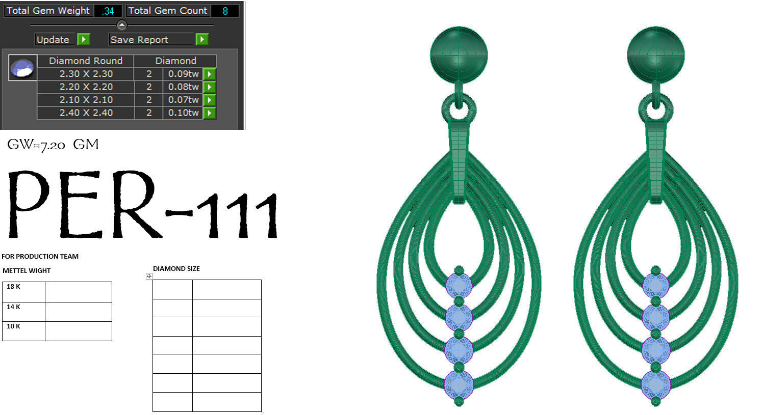 Earrings Collection two gold hoop with diamonds 3D print model_83