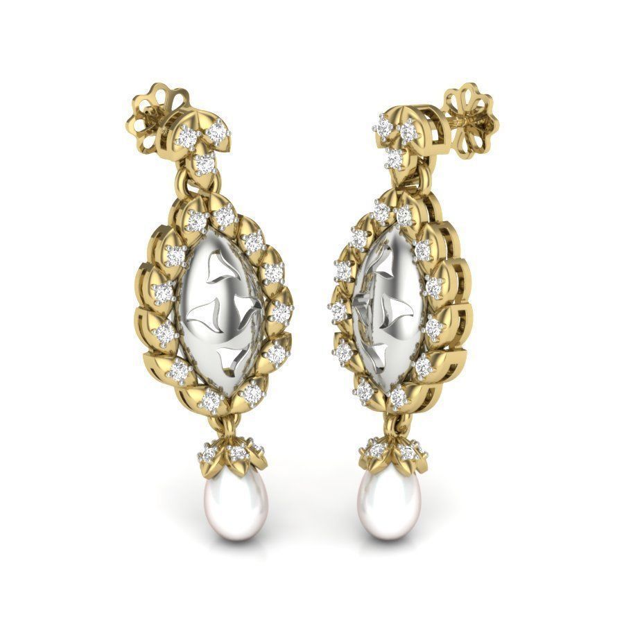 Earrings Collection two gold hoop with diamonds 3D print model_71