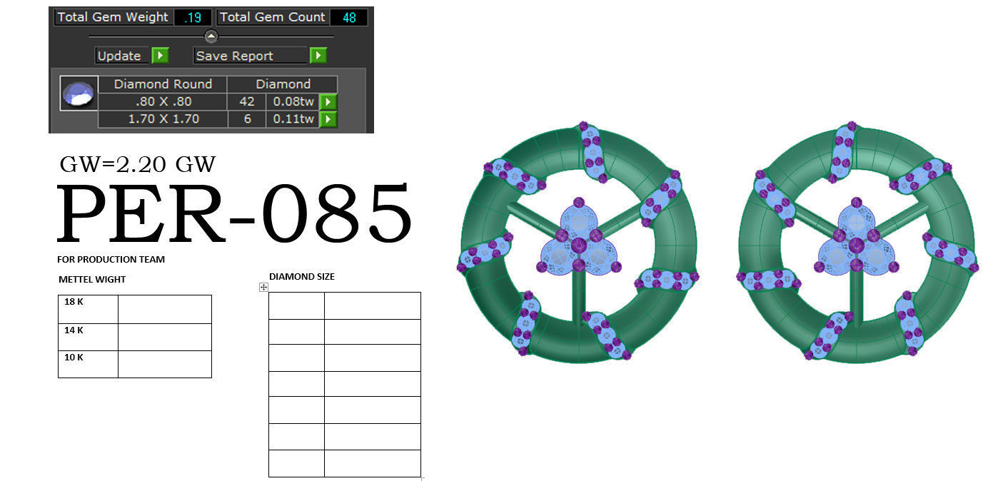 Earrings Collection two gold hoop with diamonds 3D print model_36