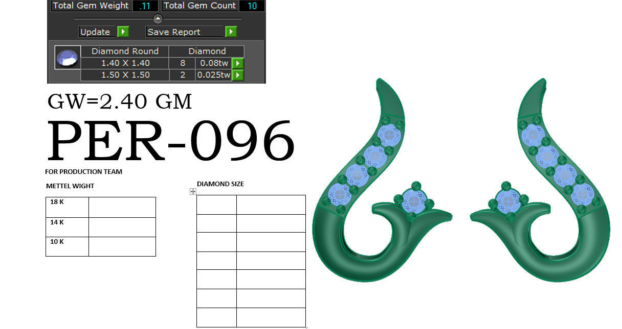 Earrings Collection two gold hoop with diamonds 3D print model_54