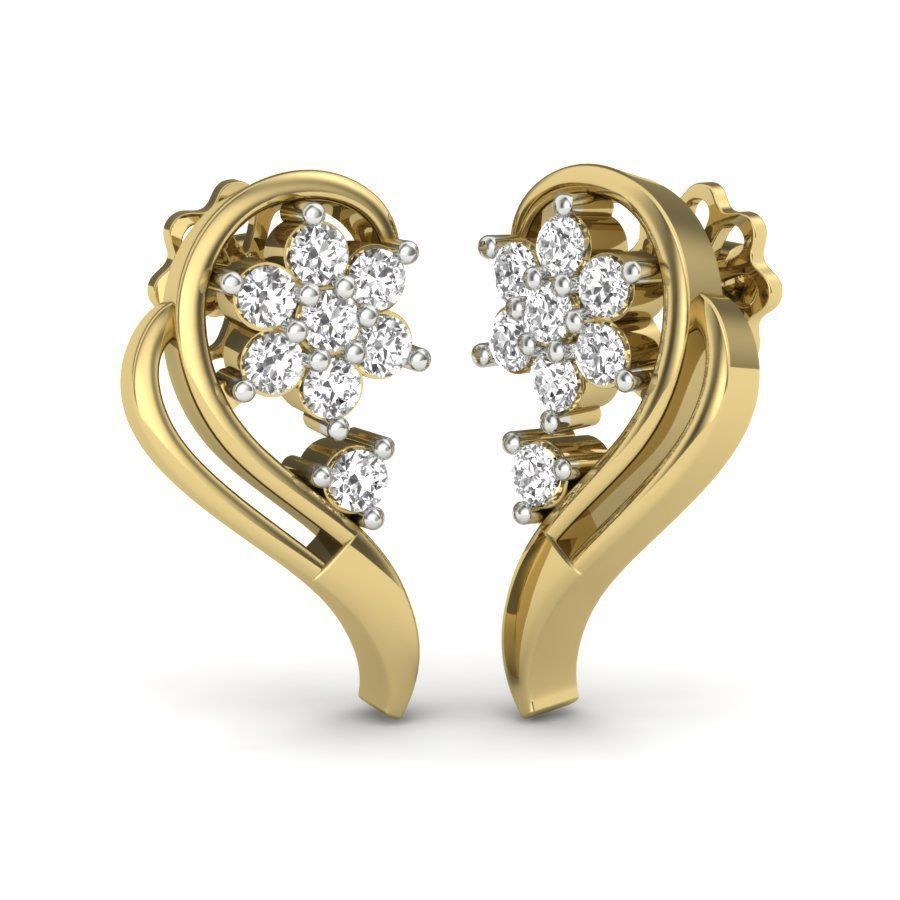 Earrings Collection two gold hoop with diamonds 3D print model_55