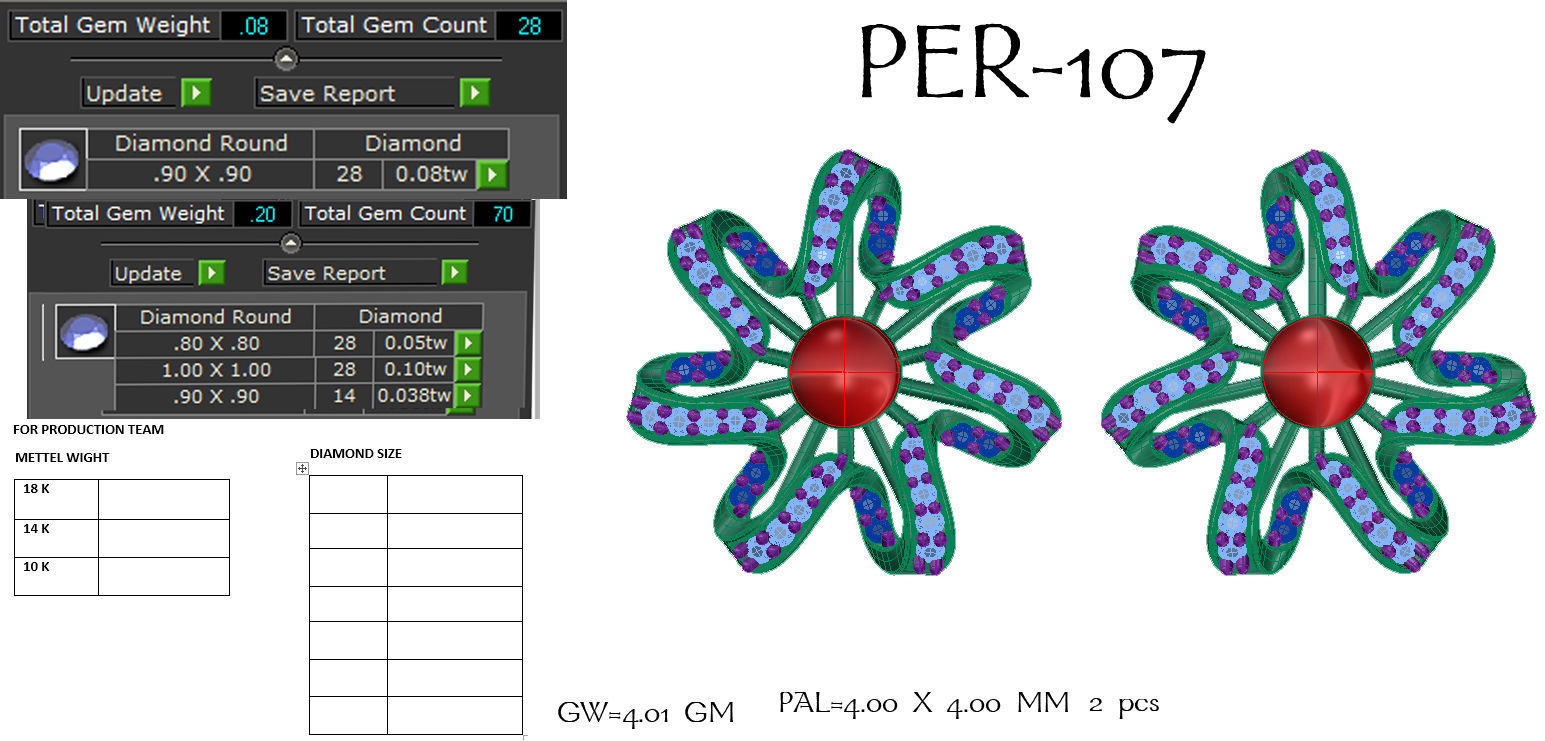 Earrings Collection two gold hoop with diamonds 3D print model_77