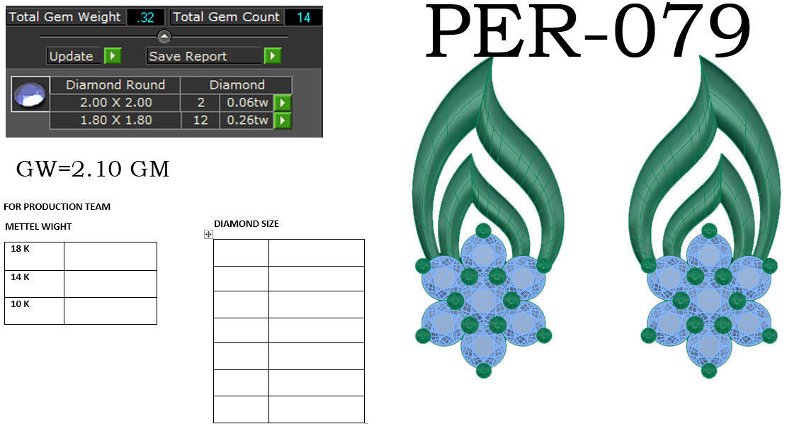 Earrings Collection two gold hoop with diamonds 3D print model_15