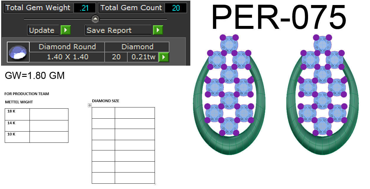 Earrings Collection two gold hoop with diamonds 3D print model_7