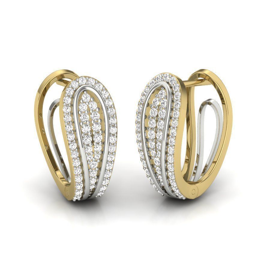 Earrings Collection two gold hoop with diamonds 3D print model_37
