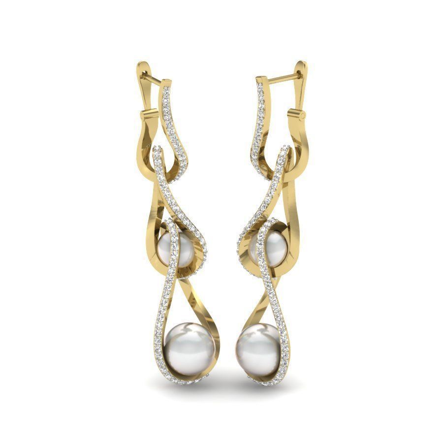Earrings Collection two gold hoop with diamonds 3D print model_38