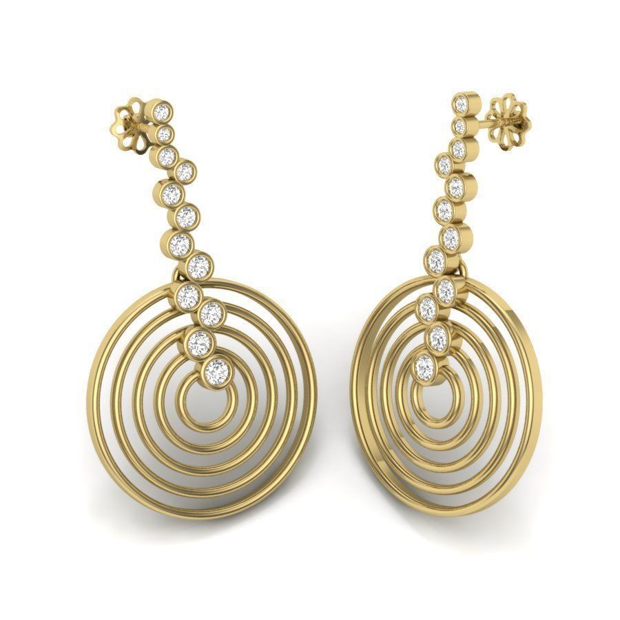 Earrings Collection two gold hoop with diamonds 3D print model_78