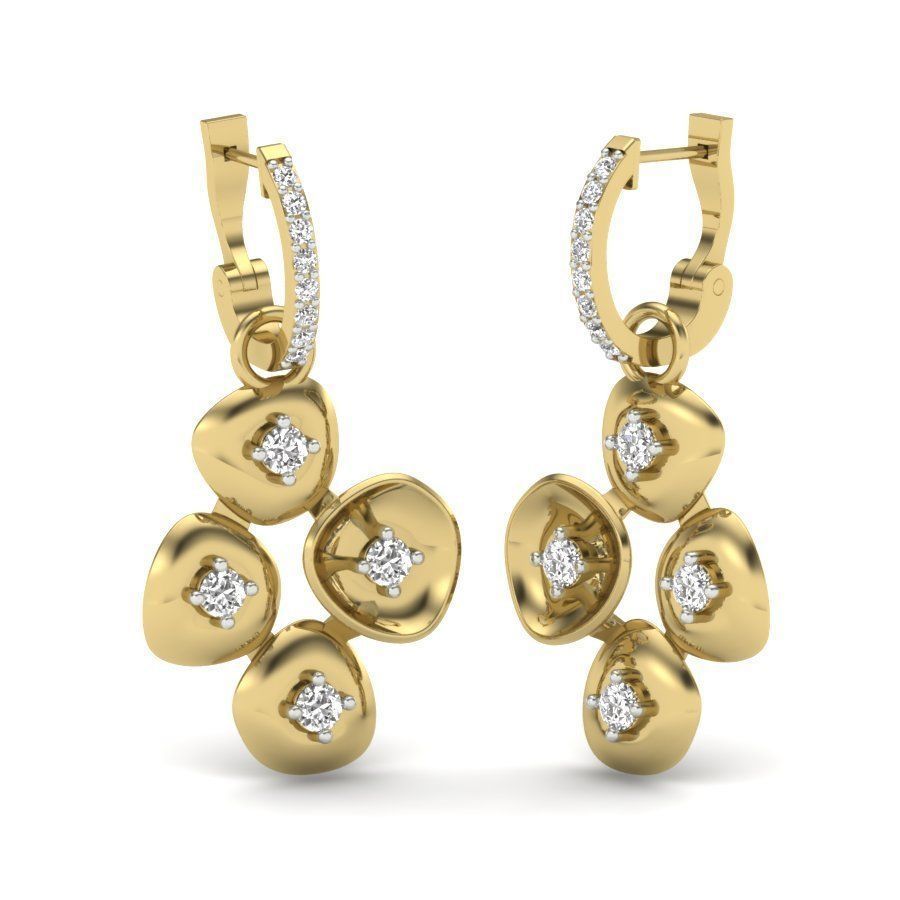 Earrings Collection two gold hoop with diamonds 3D print model_40
