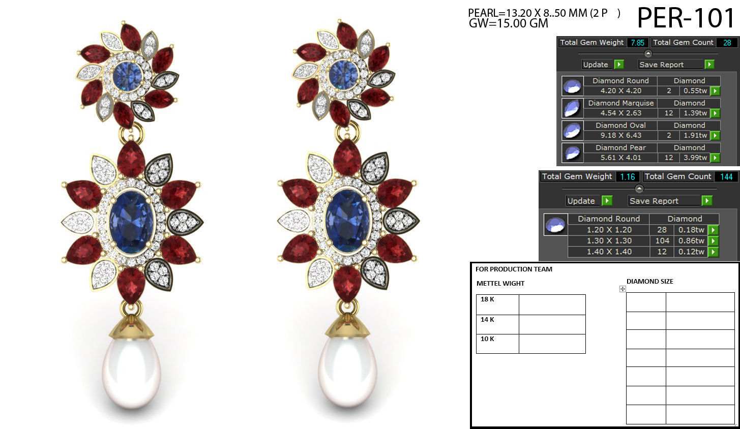 Earrings Collection two gold hoop with diamonds 3D print model_60