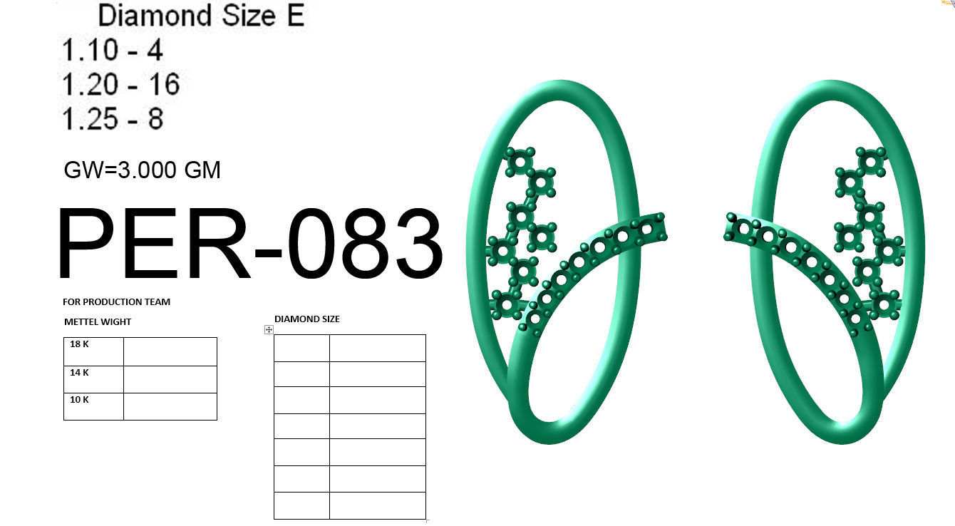 Earrings Collection two gold hoop with diamonds 3D print model_31