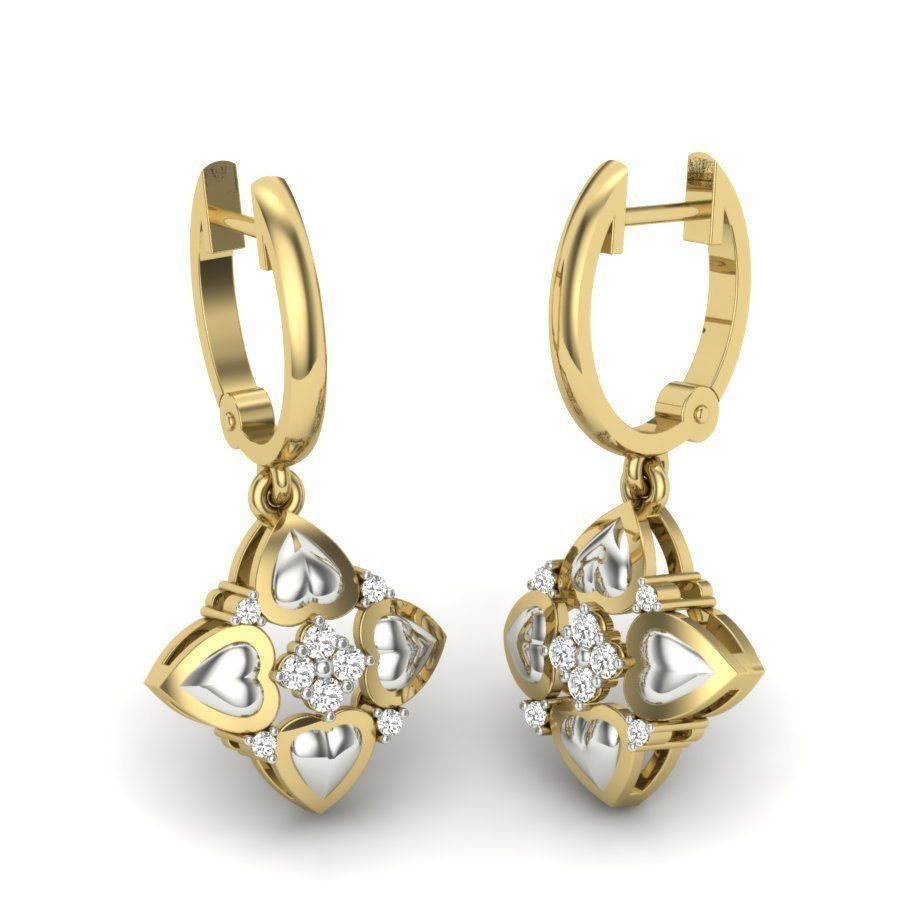 Earrings Collection two gold hoop with diamonds 3D print model_98