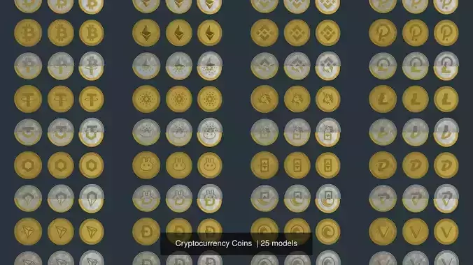 Cryptocurrency Coins  3D Model Collection