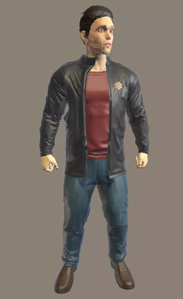 Detective Officer - Real time character for mobile games Low-poly 3D model