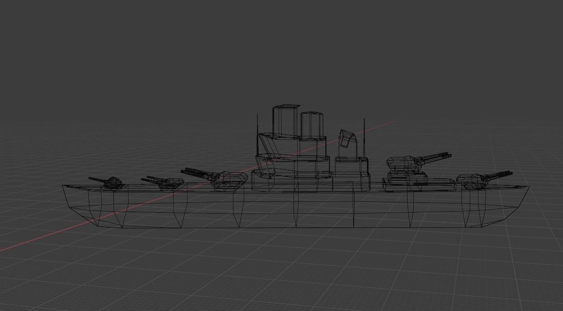 battle ship Low-poly 3D model_3