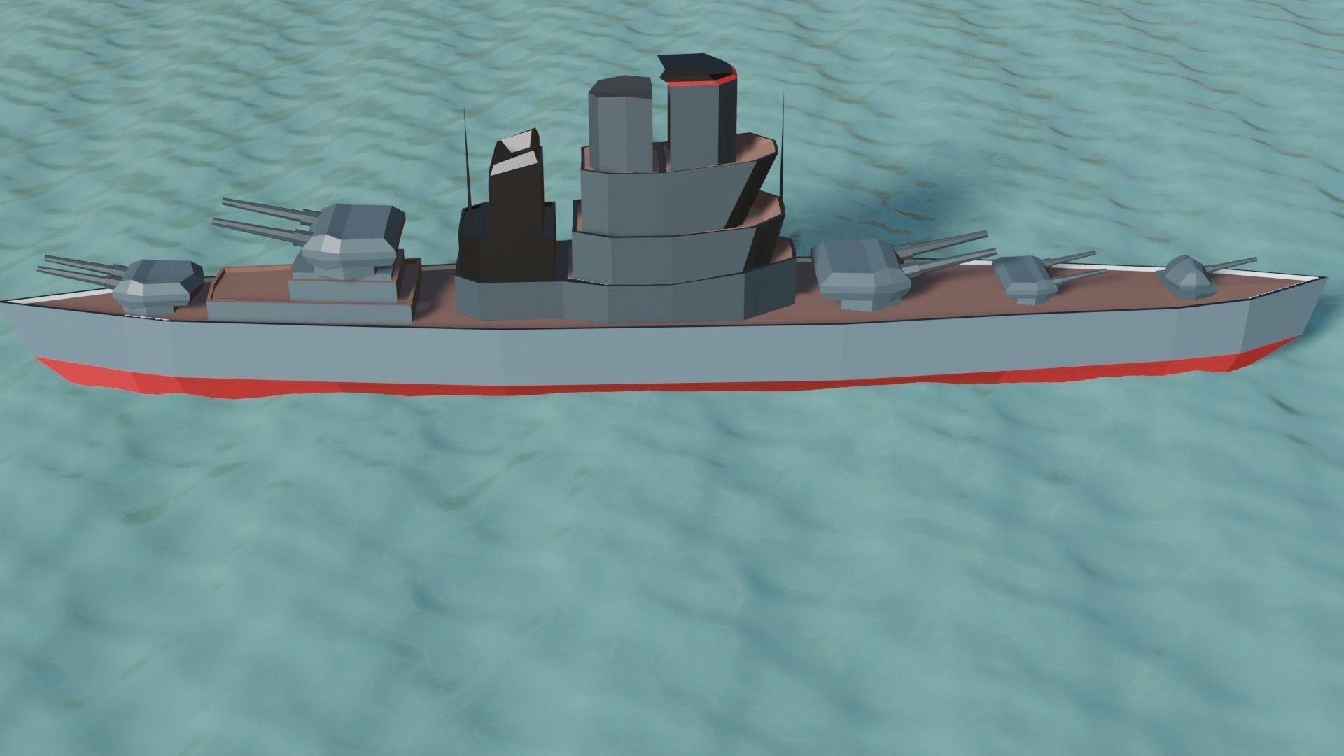battle ship Low-poly 3D model_7