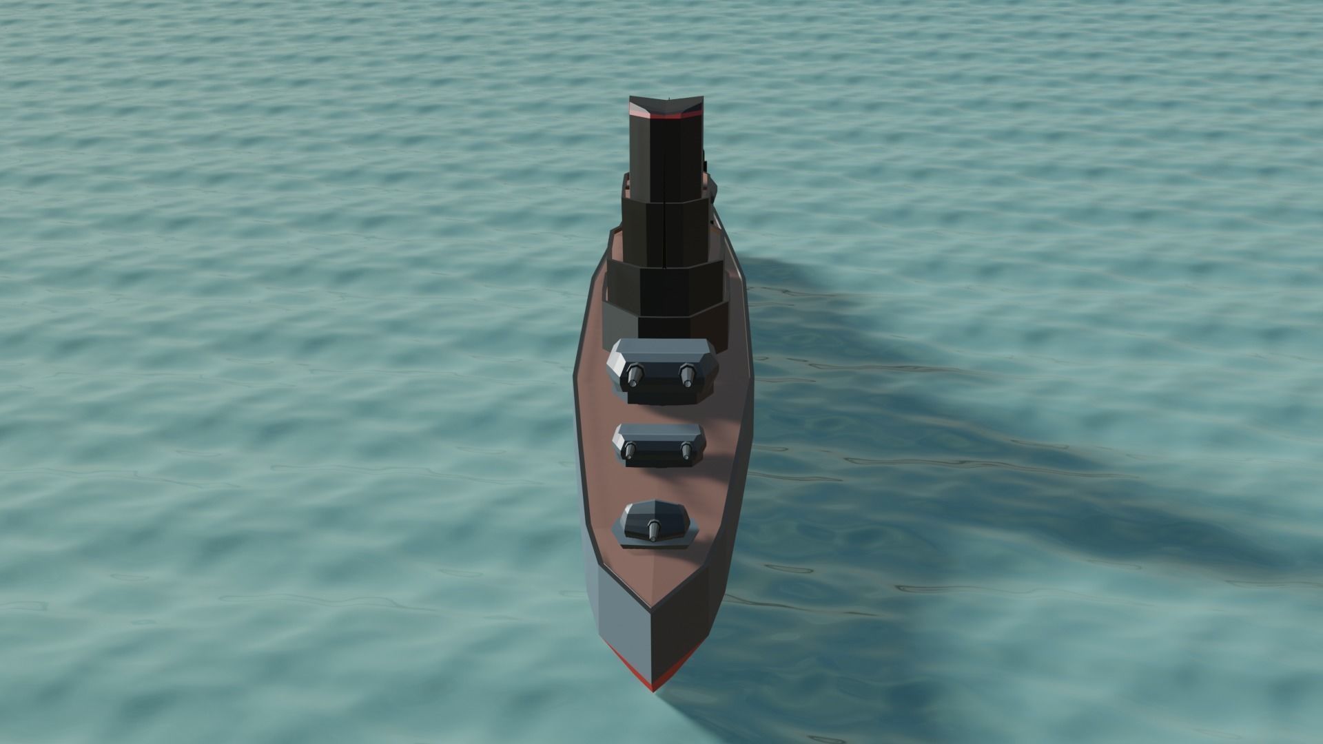 battle ship Low-poly 3D model_10