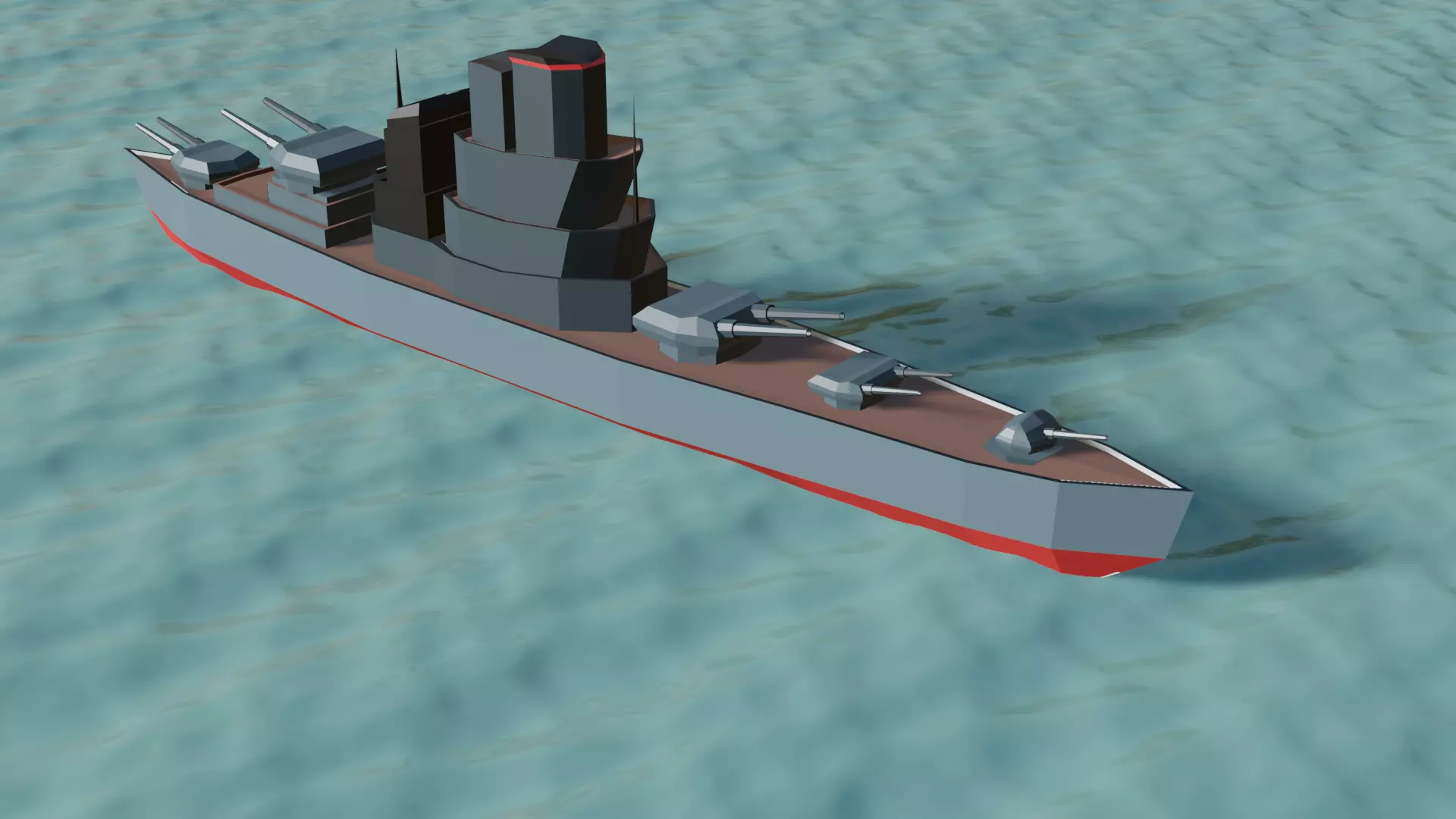 battle ship Low-poly 3D model_0