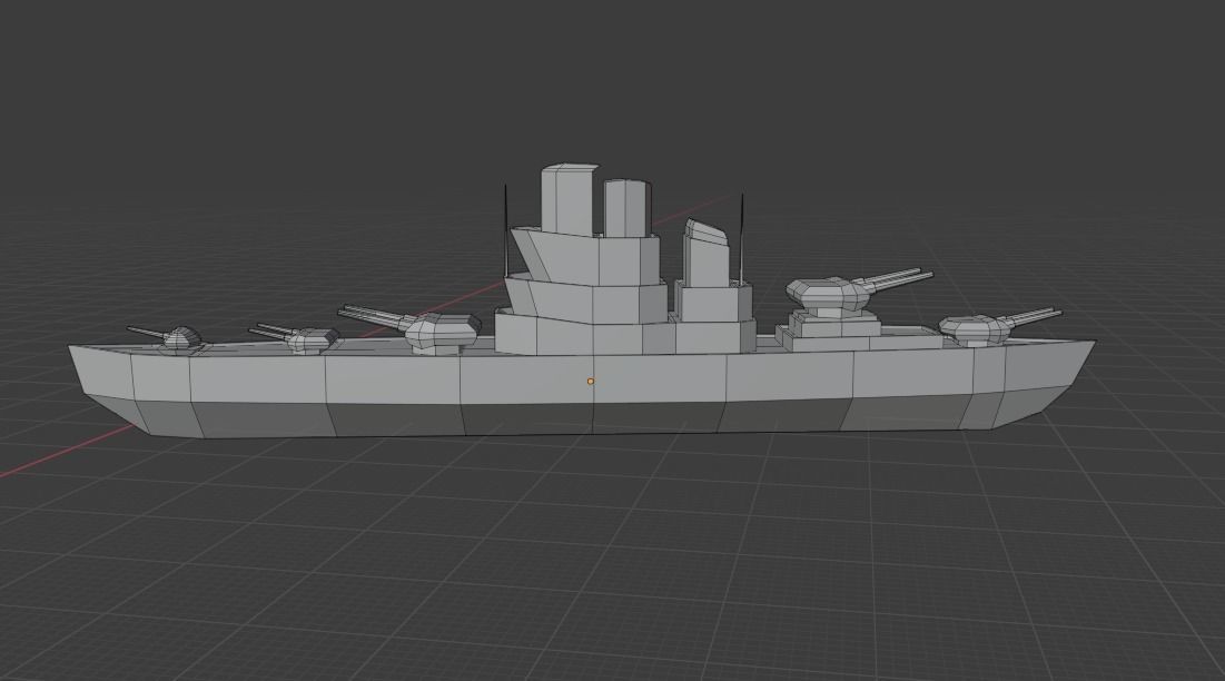 battle ship Low-poly 3D model_4