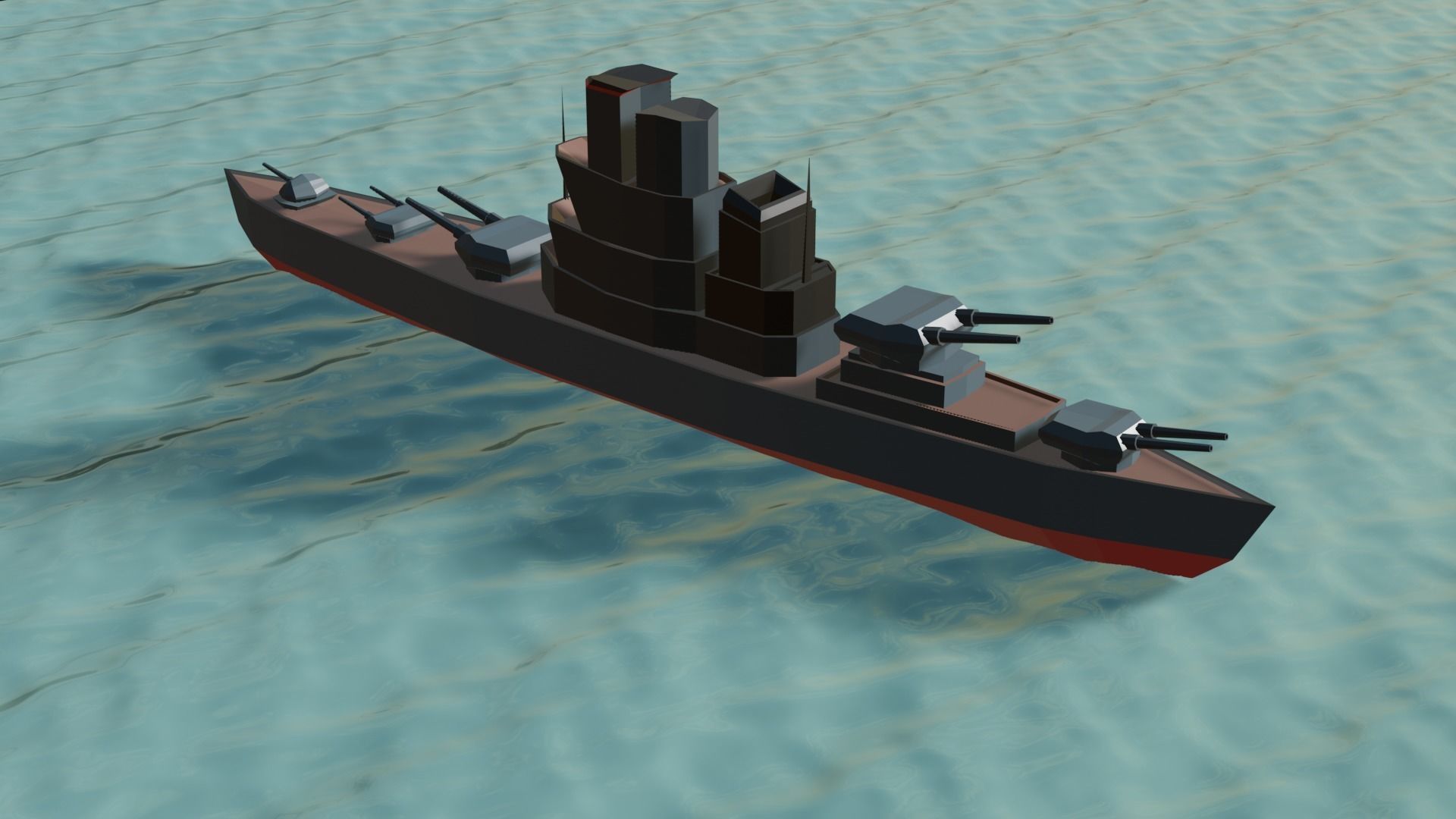 battle ship Low-poly 3D model_8
